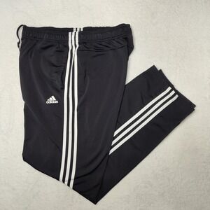 Adidas Track Pants Mens XLT Black 3-Stripes Knit Training Joggers Soccer H46110